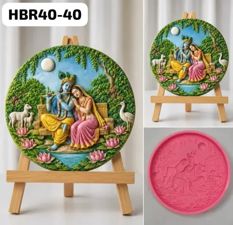 HBR40-40 Radha krishna round Mould Weight-184grm