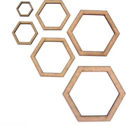 Mdf 6inch Craft Hexagon Ring 20mm .v.15mm hit 6′ 6 pcs pak min 12 pcs