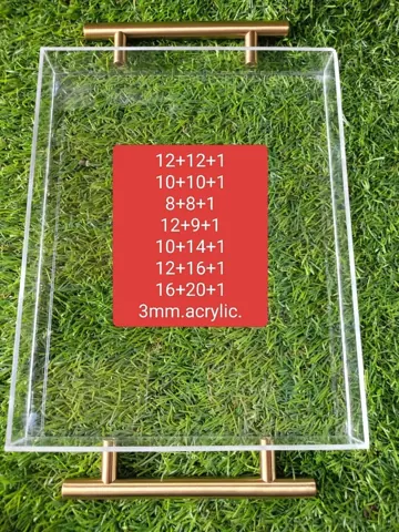 Acrylic tray with handle size 12x12x1
